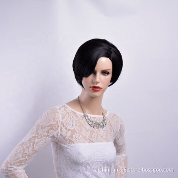 Wholesale high quality Synthetic wigs natural straight wave hair black short hair synthetic hair wigs for black women